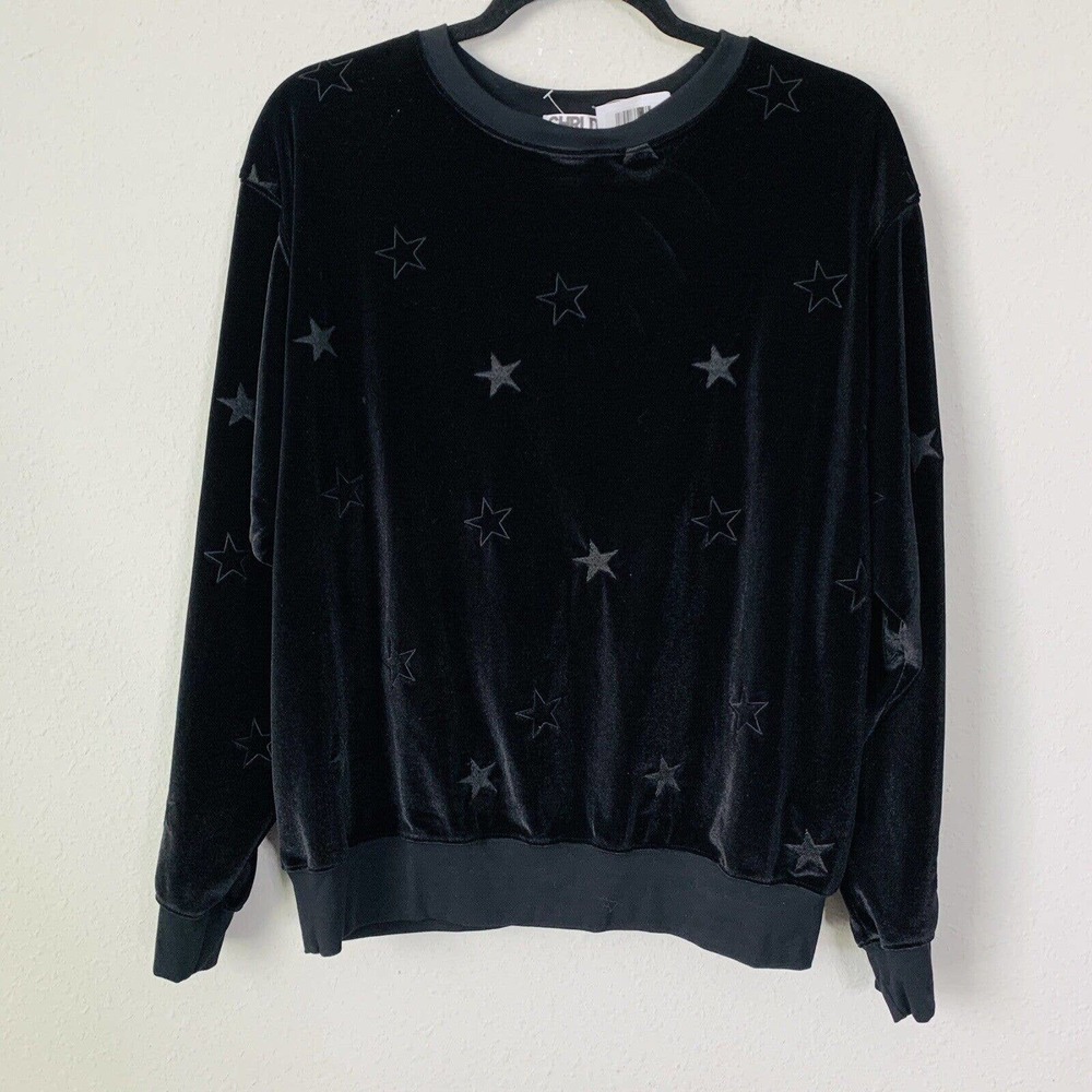 CHRLDR Black Embroidered Stars Oversize Sweatshirt